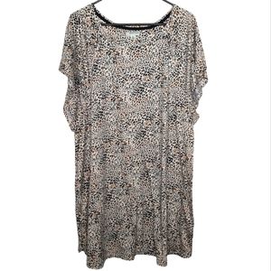 Anne Klein Women's Leopard Print Scoop Neck Short Sleeve Tunic Dress Size XL